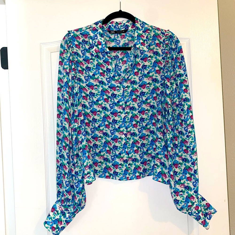 Zara floral blouse